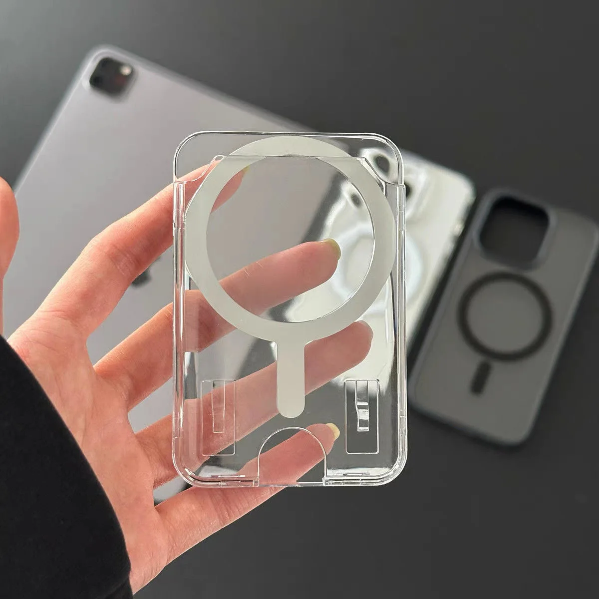 Transparent Acrylic Magnetic Wallet Card Holder with Photo Pocket Compatible with Magsafe, Suitable for iPhone 17 16 15 14 13 12 11 Pro Max Plus Air Phone Case Accessories