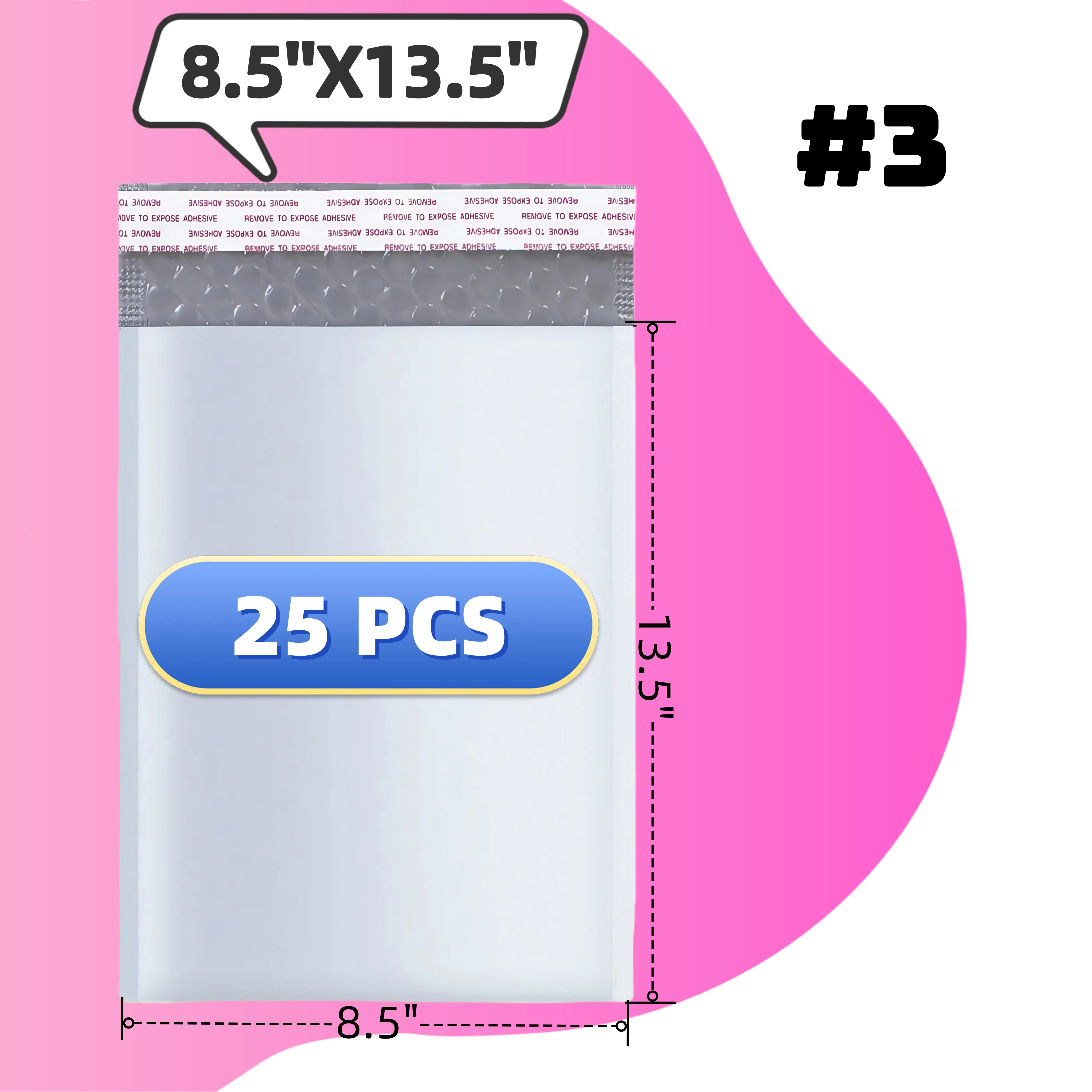 

25 PCS #3 8.5X13.5 POLY BUBBLE MAILERS SHIPPING MAILING PADDED BAGS ENVELOPES SELF SEAL