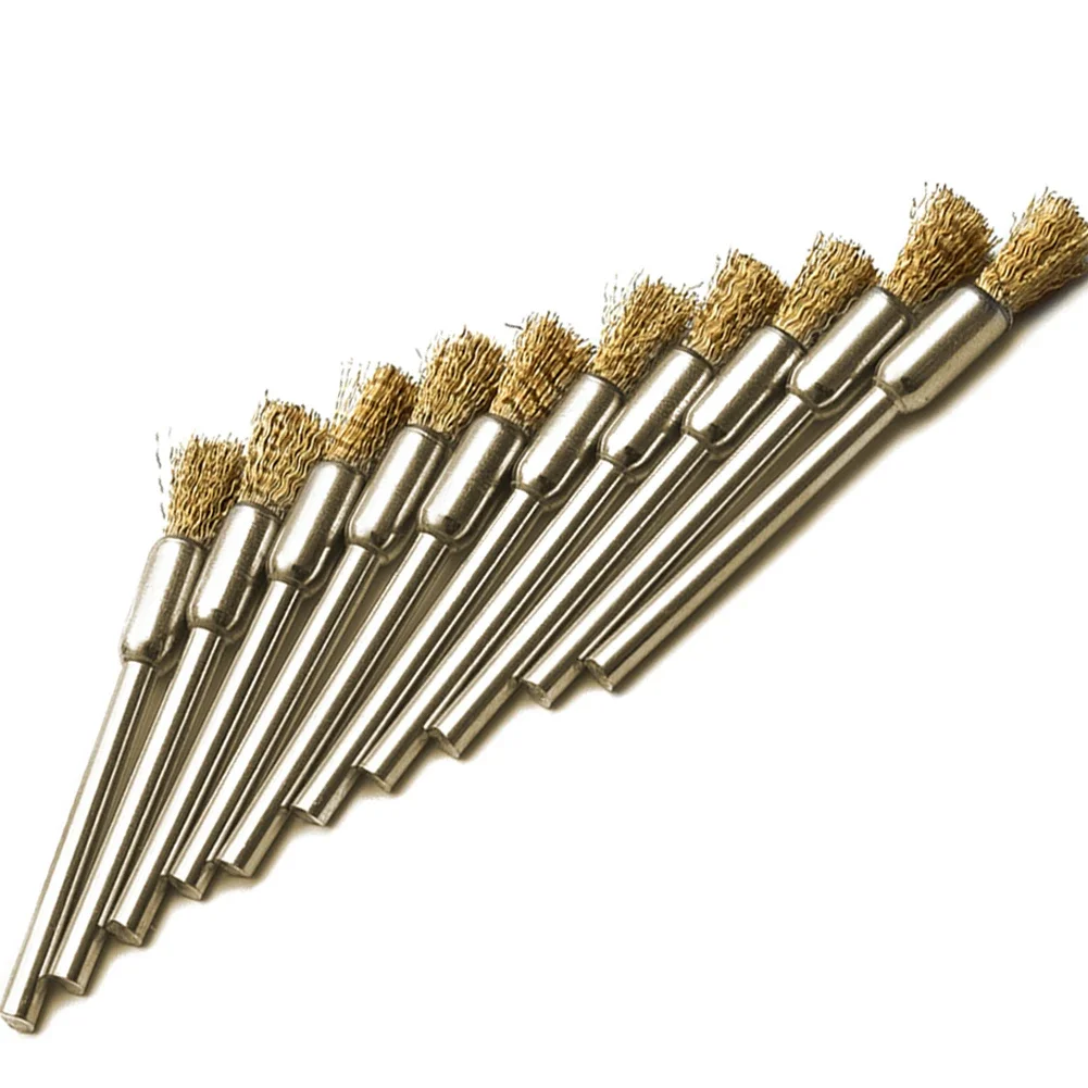 Brosses de polissage en fil d\'acier, 15 pièces, 5mm, en laiton, pour perceuse électrique, outils de livres