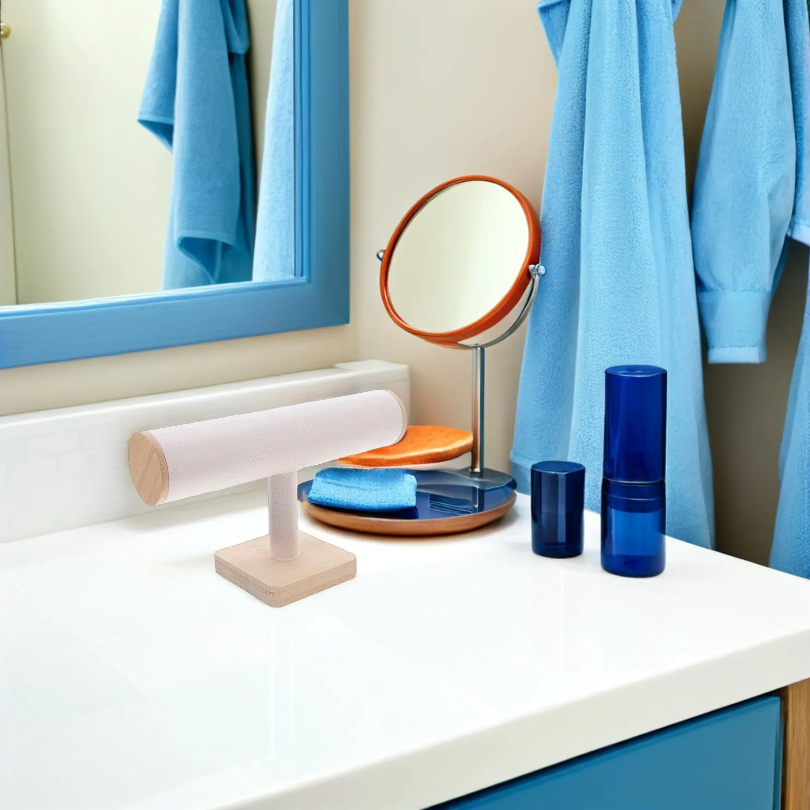 

Jewelry Display Stand T-Shape Wooden Bracelet Holder For Watch Bangle Headband Storage Rack Display Prop Sturdy Portable