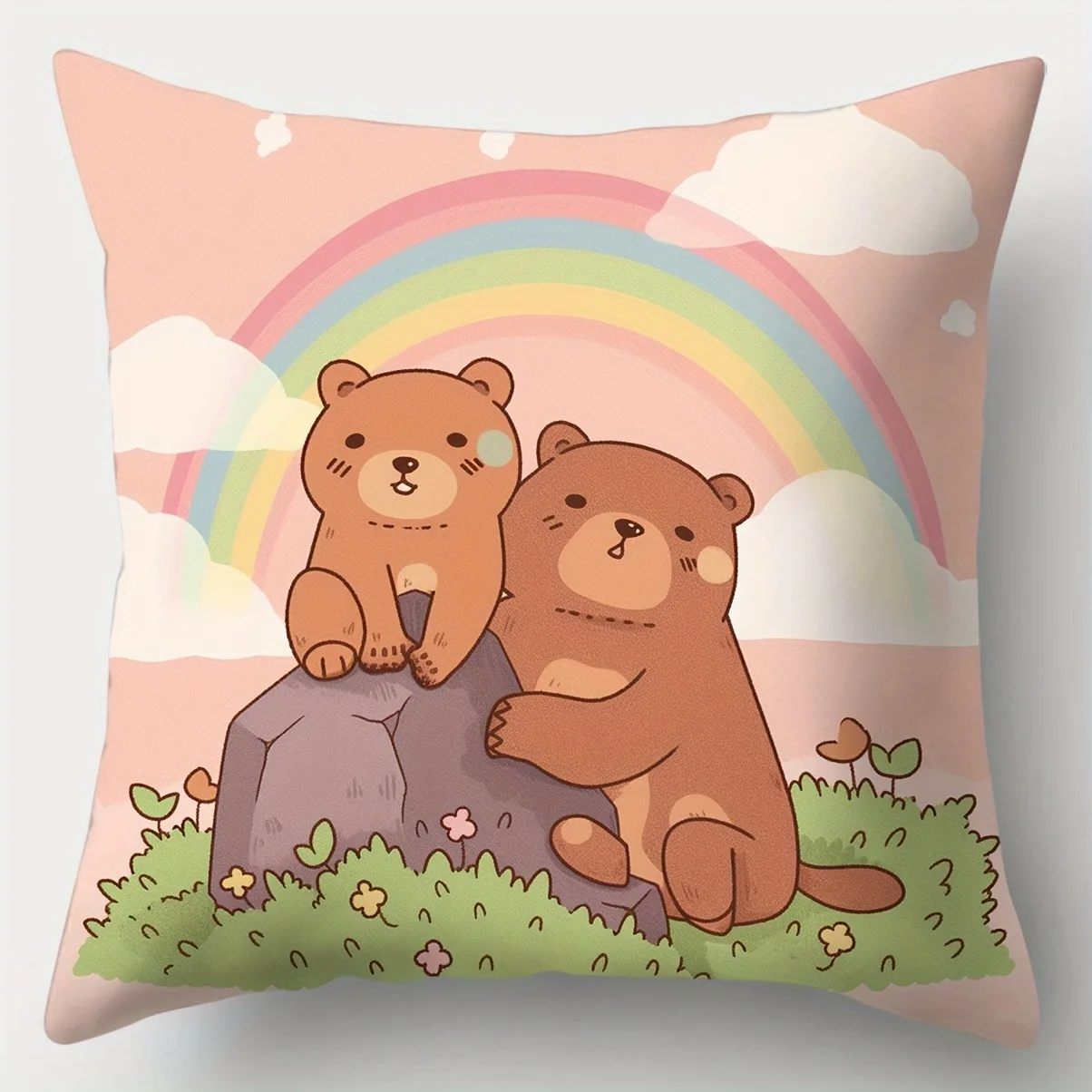 New Cute Bear Polyester Pillowcase Home Decoration Pillowcase Living Room Sofa Decoration Zipper Cushion Cover image 4