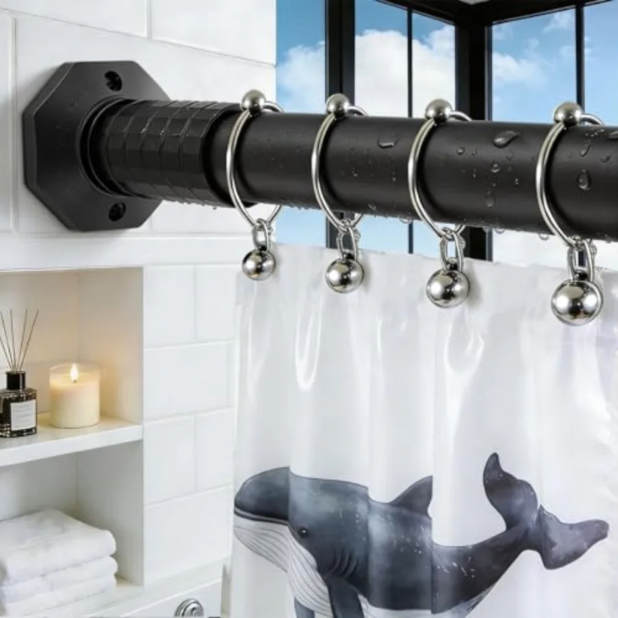 

Tension Curtain Rod No Drilling 45-168 In, Extra Long Outdoor Curtain Rod for Patio, Heavy Duty Shower Curtain Rod for Bathroom