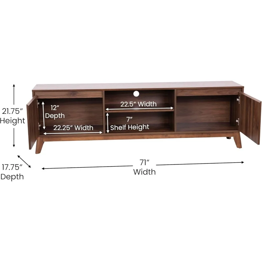 Hatfield-Soporte de madera para TV de 65 "+ TV, consola de medios/armario de TV con estante ajustable y puertas de cierre suave