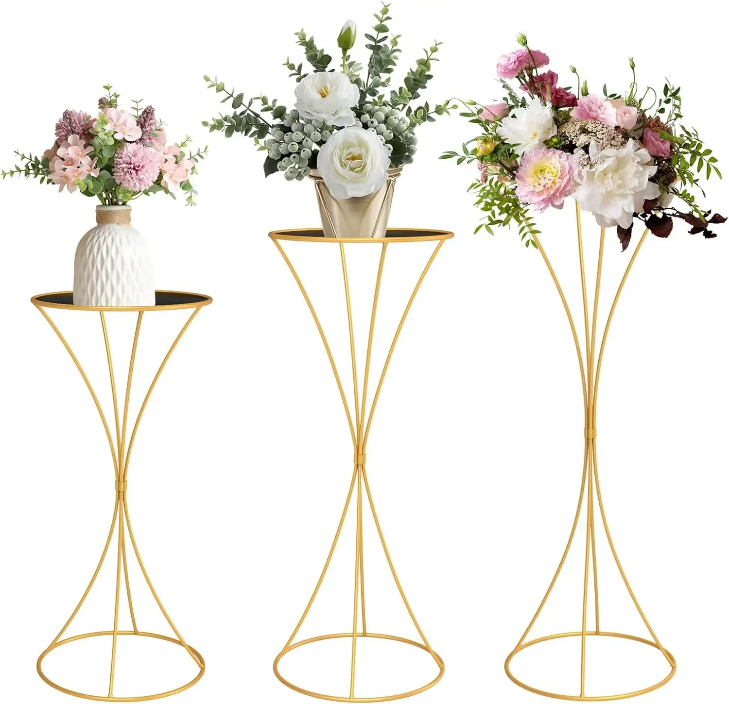 

chamvis Gold Metal Plant Stand, Tall Cylinder Pedestal Stands for Parties and Weddings, Gold Round Cylinder Tables