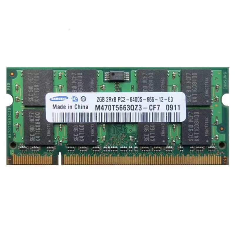 Dual Channel SDRAM RAM 2GB 2Rx8 PC2-6400S-666-12-E3 NO ECC 200Pin 1.8V SODIMM Ram 2 GB Memory Module For Laptop / Notebook