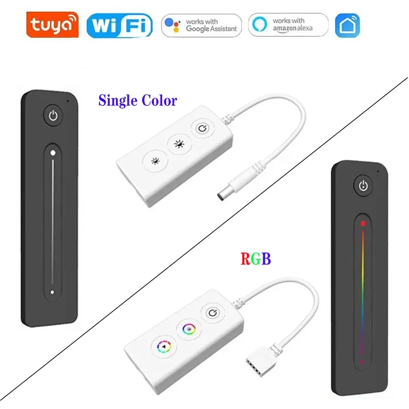 

TUYA WiFi Smart LED Dimmer Controller Single Color/RGB 3 channel constant voltage 2.4G Touch Remote APP Control DC5-24V