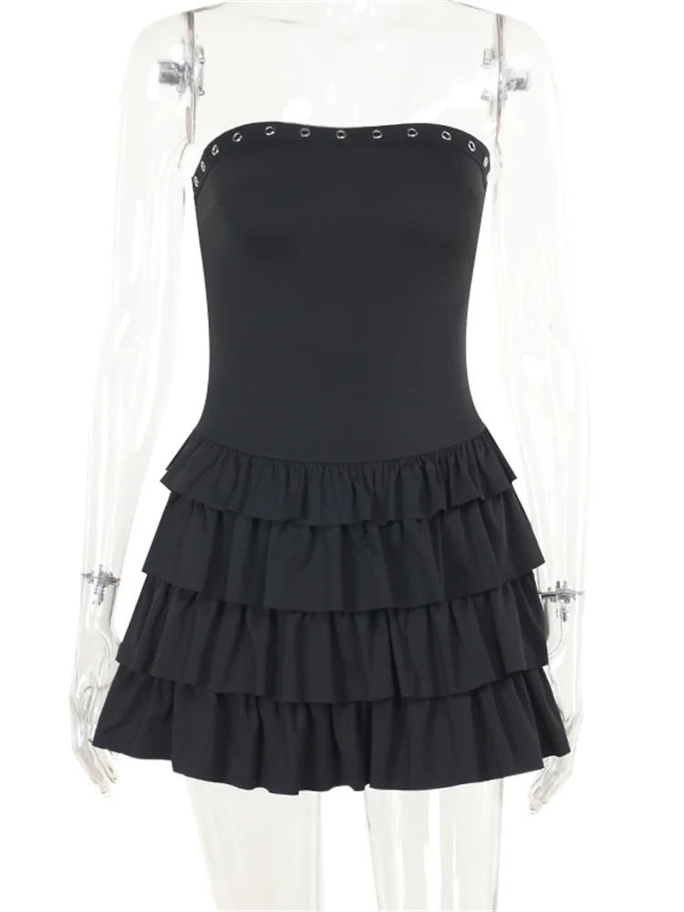 Estranho gato hottie hipster vestido feminino peito envoltório sem costas magro ruched em camadas doce menina doce tendência clássico chique mini bodycon