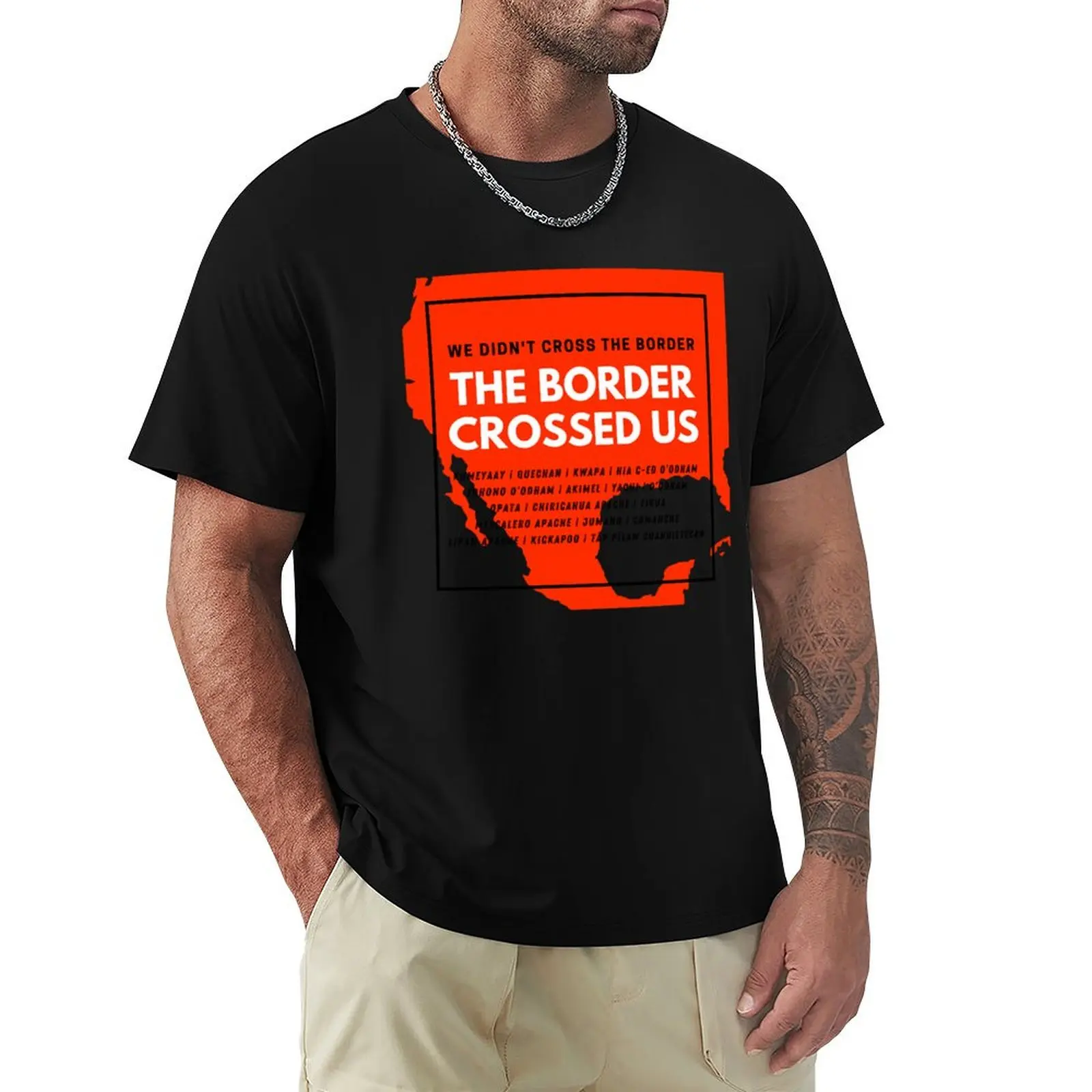 The Border Crossed Us (Blood Orange) T-Shirt Basic Regular Fit Casual T-Shirt