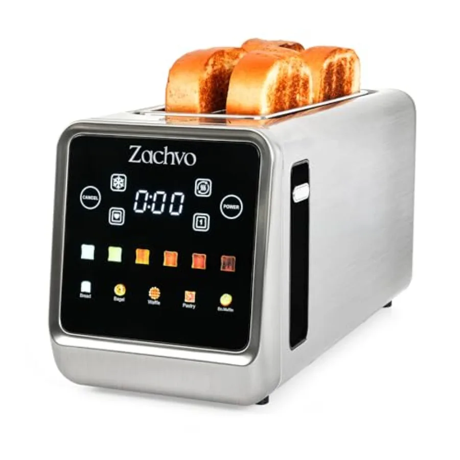 

4 Slice Long Slot Toaster with Touchscreen Memory Function Extra Wide Slots for Bagels and Artisan Bread Digital Timer Reheat a