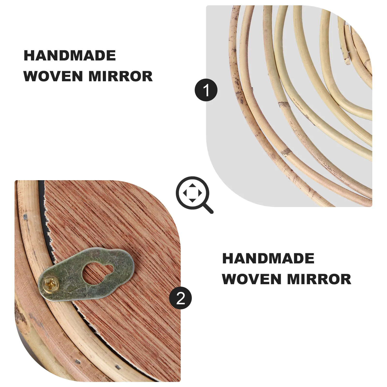 

1Pcs Woven Mirror Handmade Eco Friendly Decorative Wall Mounted Makeup Mirror Home Decoration Nordic Style