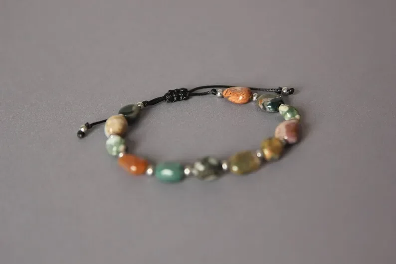 Ocean Jasper Crystal Pisces Gift Stacking Hand Ocean Jasper Jewelry Natural Stone Bracelet view 3
