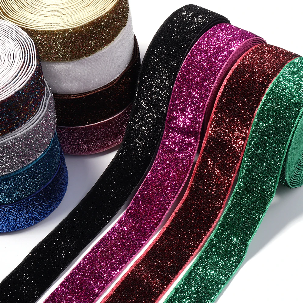 5/10 Yards 7-38mm Glitzer-Samtband Hochzeits-Party-Dekoration Handgemachtes Geschenkverpackungs-Haarschleifen-DIY Weihnachten – Detail 6