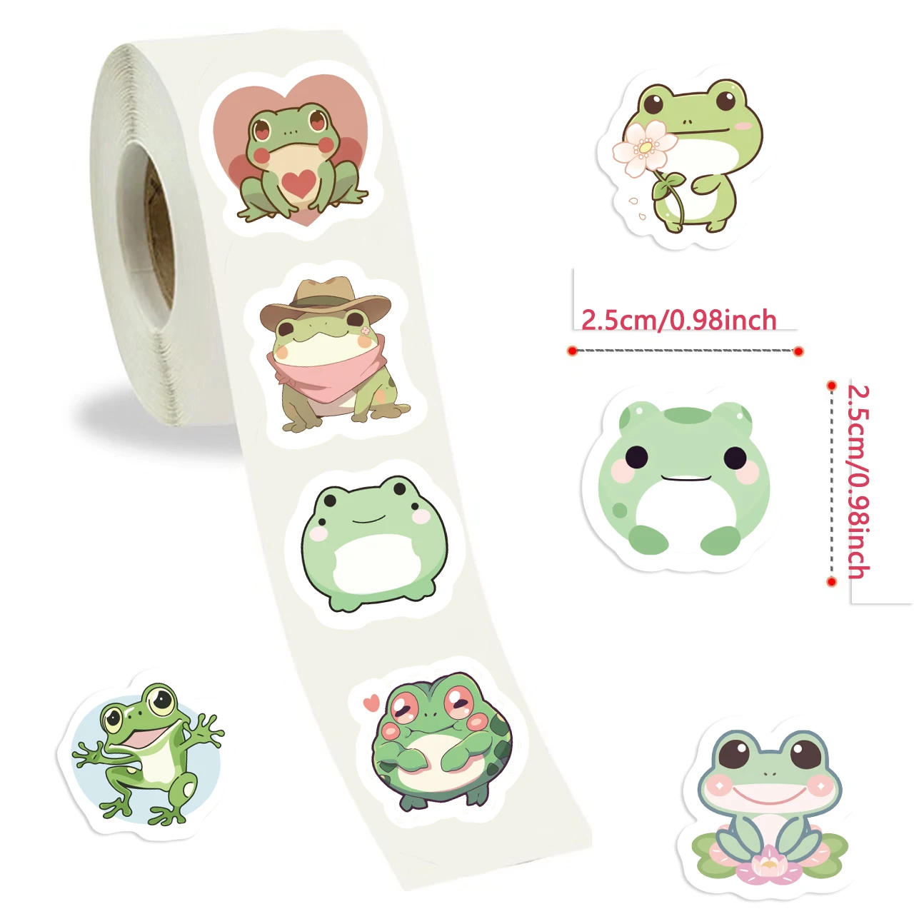 500Pcs/Roll Kawaii Kikker Sticker Student Bonus Bestuderen Stickers Voor Plakboek Kinderen Cadeau Leren Motiverend Speelgoed