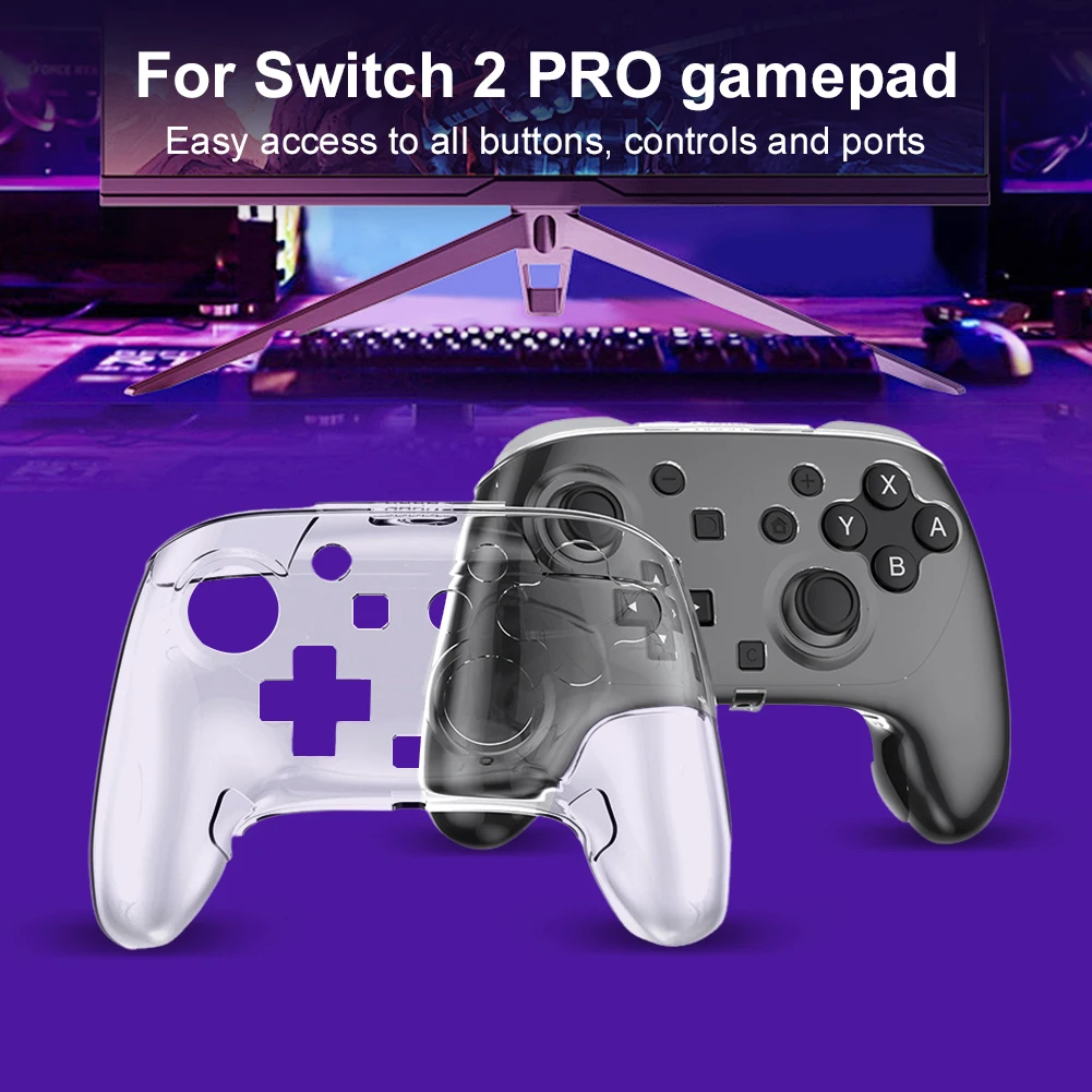 حافظة كريستال شفافة للتبديل 2 Pro مقبض واقية PC حافظة صلبة مضادة للخدش غطاء شل لـ Switch 2 Pro