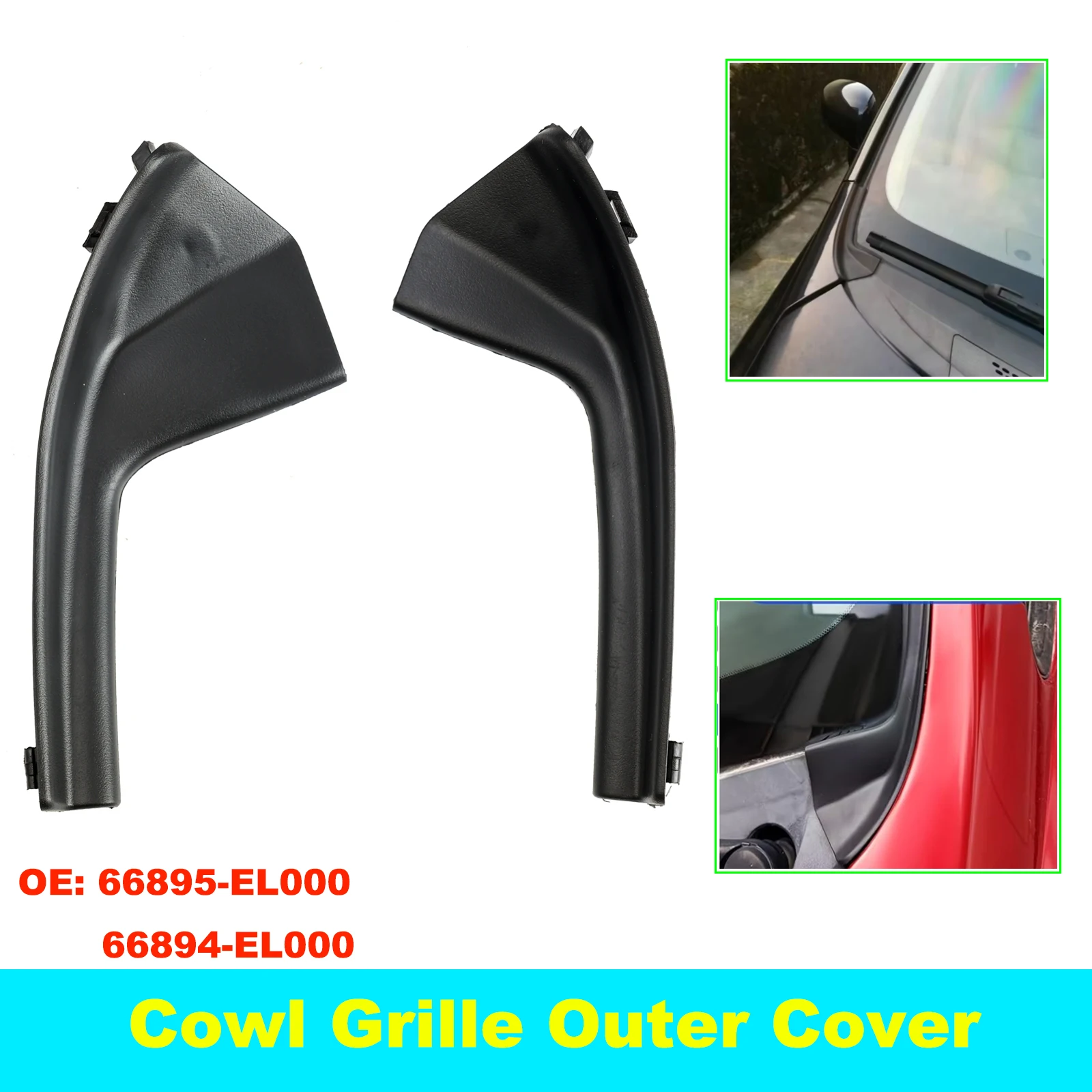 Car Front Side Windshield Cowl Grille Outer Cover Extension Trim for Nissan Versa Sedan Hatchback Tiida 2005 2006 2007 2008-2010