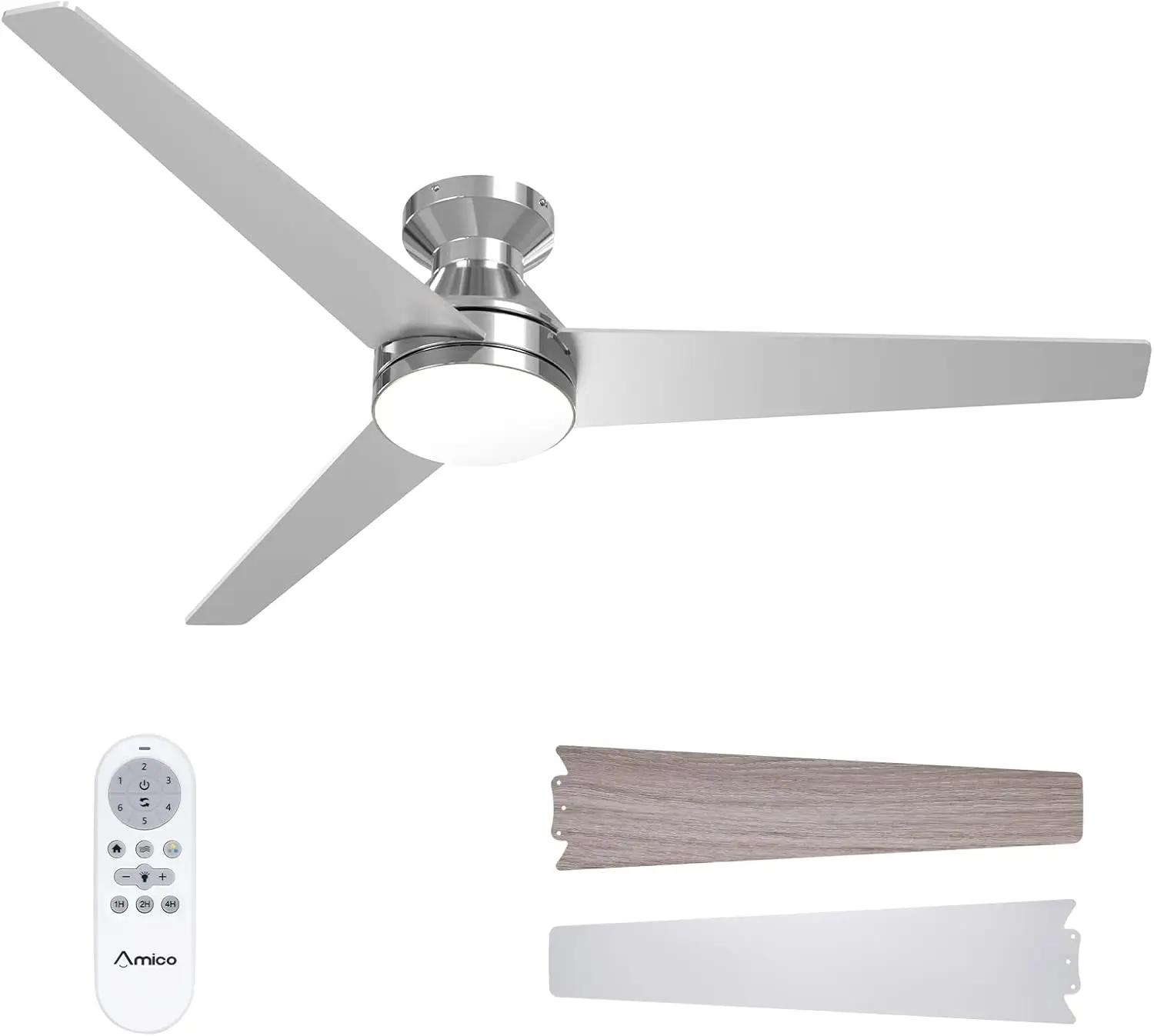 

Ceiling Fans with Lights, 52 inch Low Profile Ceiling Fan with Light and Remote Control, Flush Mount, Reversible, 3CCT, Dimmable