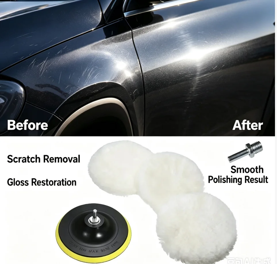 5PCS 3/4/5/inch Polishing Kit Polishing Pad Car Waxing Sponge Disk Wool Wheel Auto Paint Care Polisher Pads Gadget Accessories