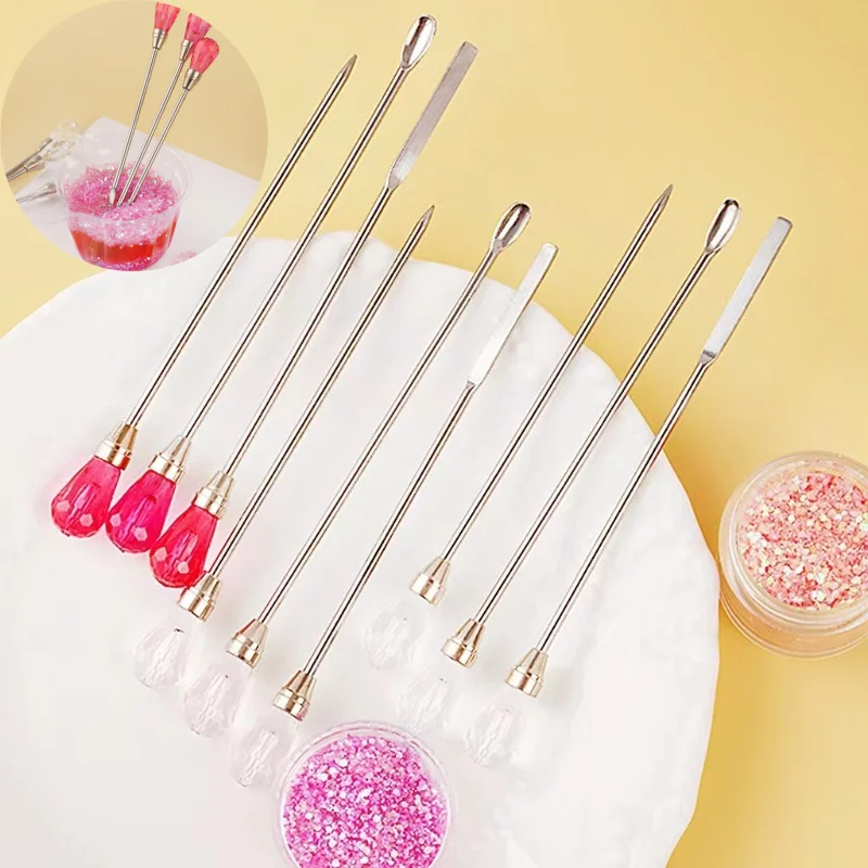 Fire Paint Stamp Tool Stir Stick Powder Scoop Poke Needle Girl Pink High Appearance Level DIY Hand-made Glue Dropping Tools