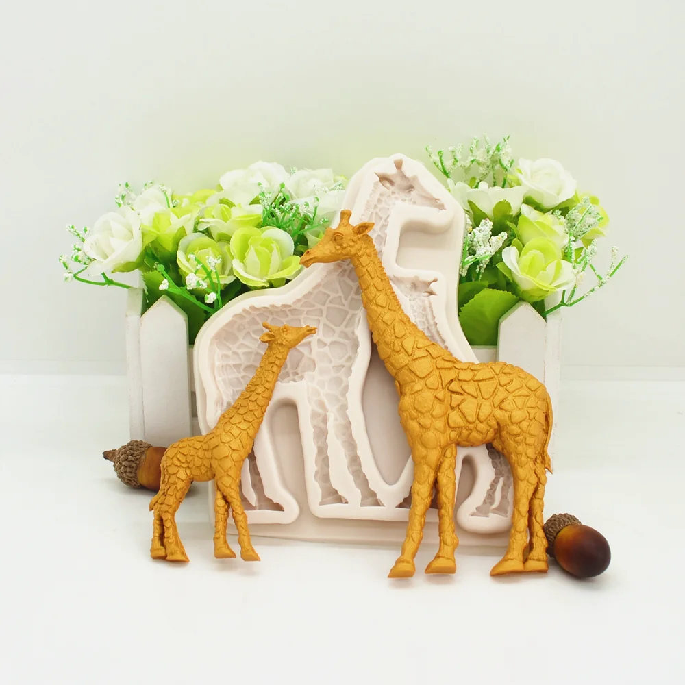 Silicone Mold Cute Giraffe Resin Kitchen Baking Tools For DIY Cake Fondant Moulds Chocolate Dessert Lace Decoration Appliance