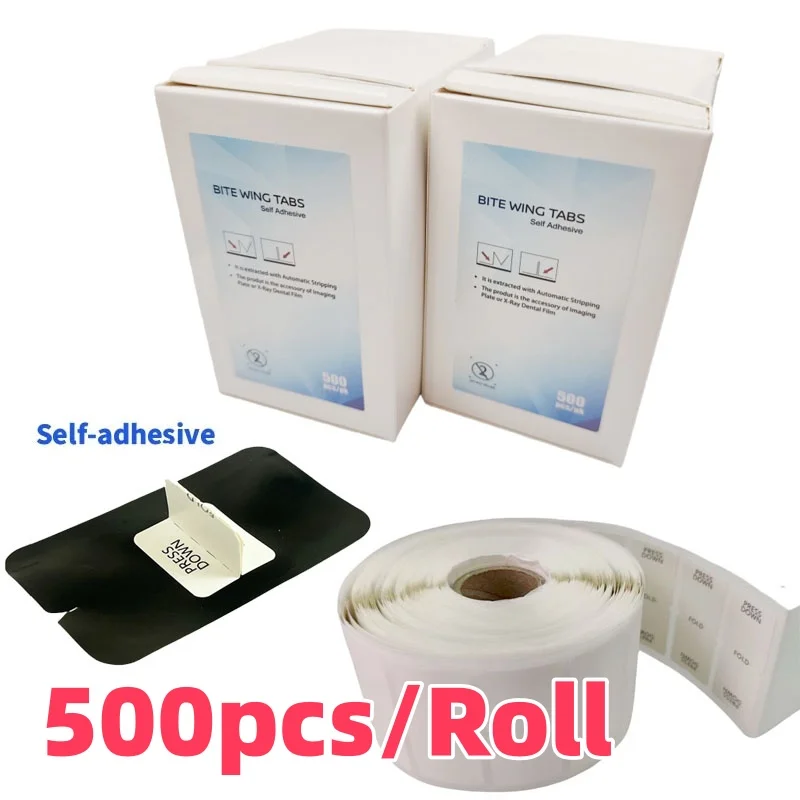 500pcs/Roll Dental Self-Adhesive Bite Wing Tab for X-ray Film Occlusal Surface Orthodontic Diagnostic Procedures Disposable