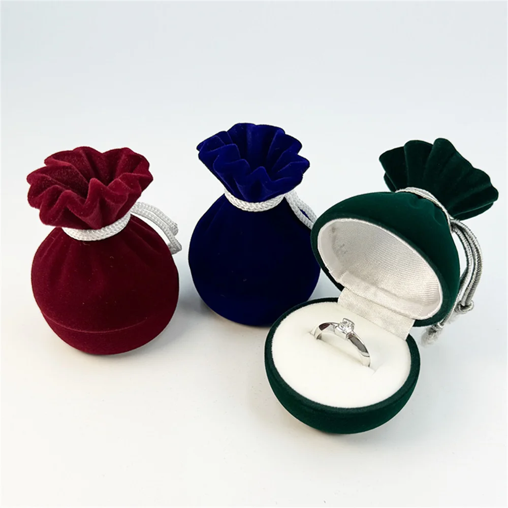 Velvet Ring Creative Gift Bag Rose Flower Shaped Jewelry Boxes Earrings Holder Pendants Container Wedding Gifts Packaging Case