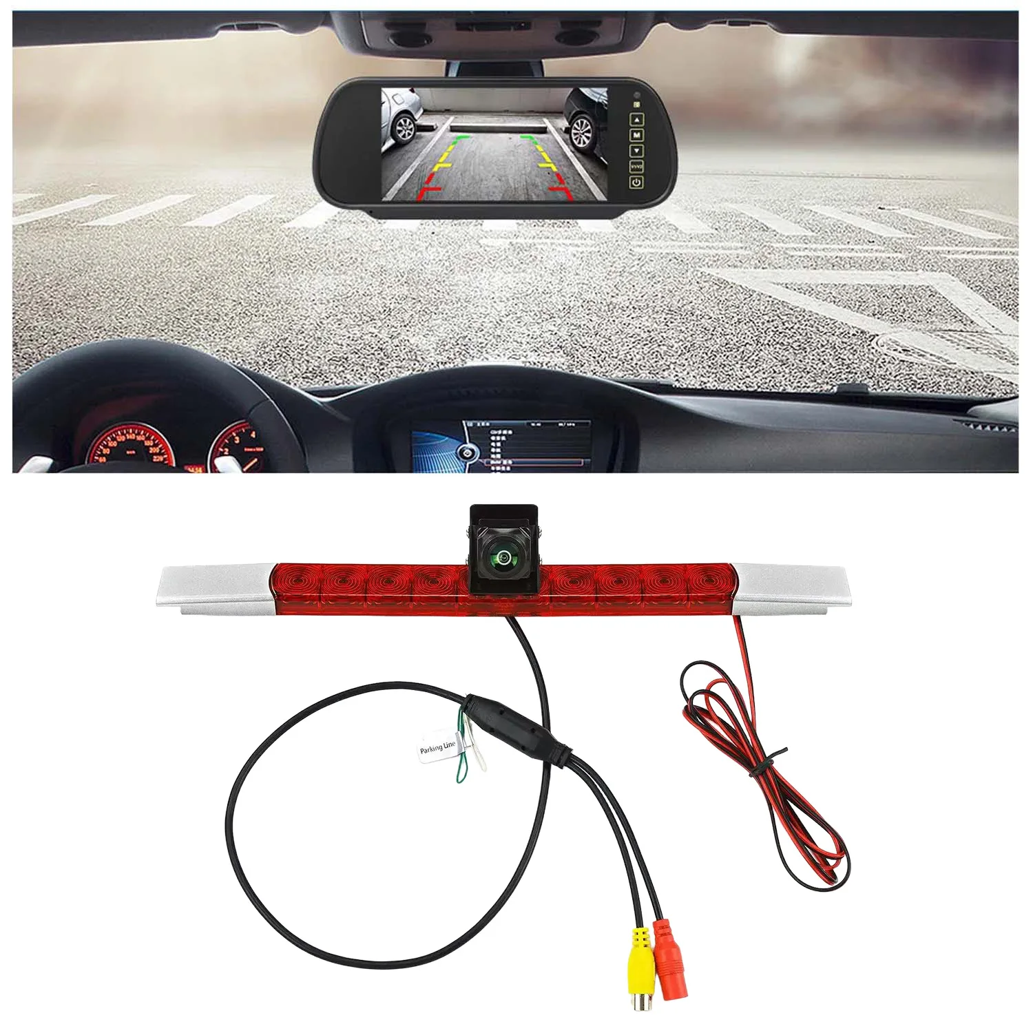 Brake lights Car Reversing Camera for Fiat Ducato aus 2024 Hella 2DA 343 106-201 Universal Car with 7inch Mirror Monitor Kit