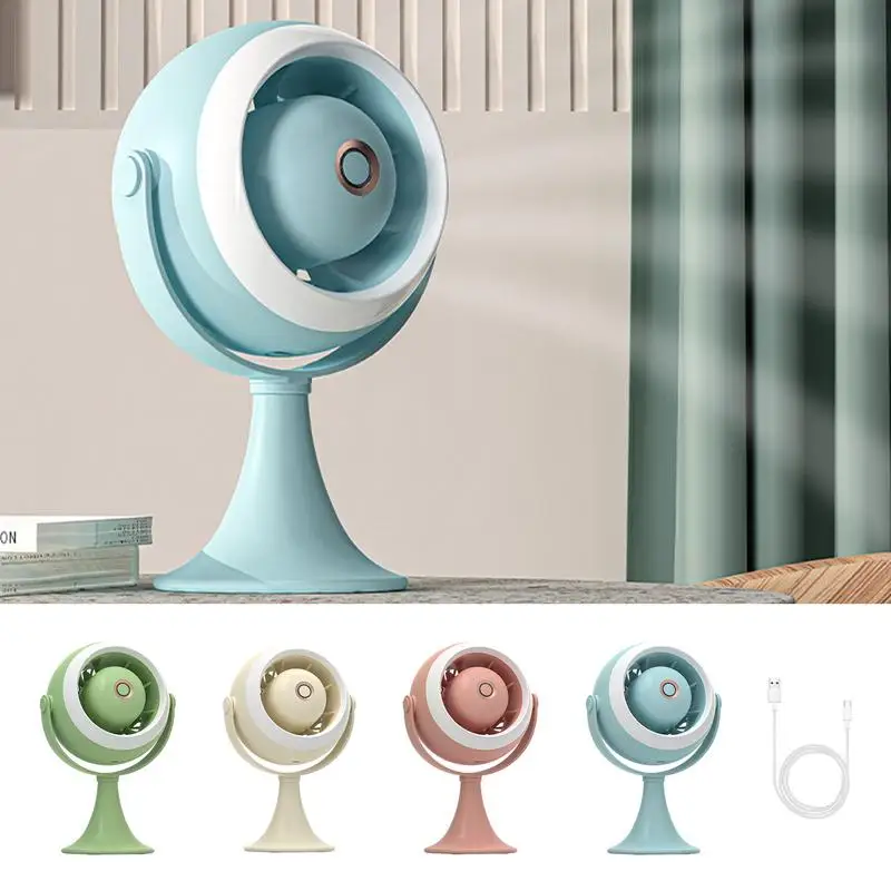 Desktop Fan with Light Wall Mounted Mini Personal USB Rechargeable Fan Infinite-Dimming Table Lamps Electric Mini Fan for Home