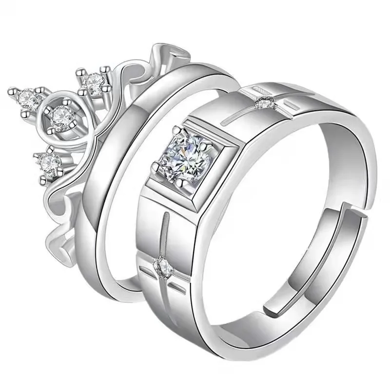 2Pcs Silber Farbe Luxus Zirkon Paar Ringe Für Frauen Für Immer Endlose Liebe, Verlobung, Hochzeit Bands Ring Valentinstag Geschenke – Detail 17