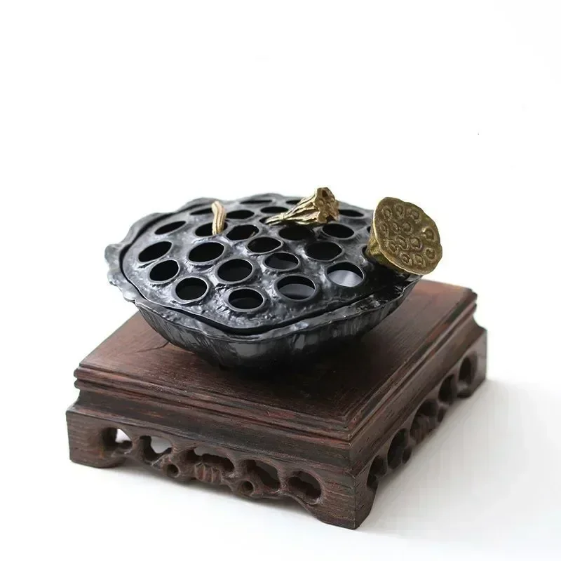 1PC Retro Creative Zinc Alloy Lotus Incense Burner Home Decor Handcrafts Coil Censer Holder Religious Articles Office Ornaments