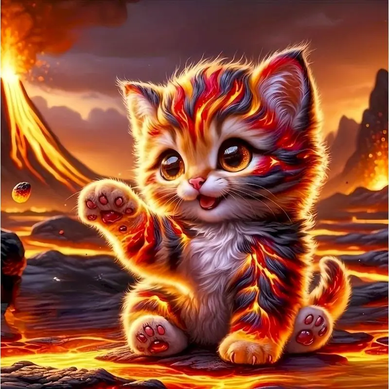 

GATYZTORY 5D Diamond Embroidery Cat Mosaic Animal Full Square Round Diamond Painting Flower DIY Suitable For Beginners Wall Art