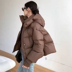 Chaqueta de plumón con capucha para mujer, abrigo grueso de alta gama, sensación de hojaldre, moda de invierno, 2024