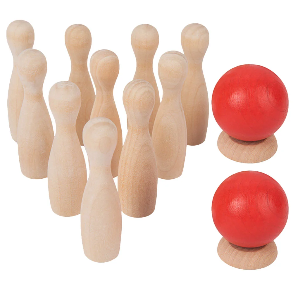 1 Set of Traditional Bowling Toys Wooden Interaction Bowling Outdoor Indoor Educational Playthings indoor bowling set for adults