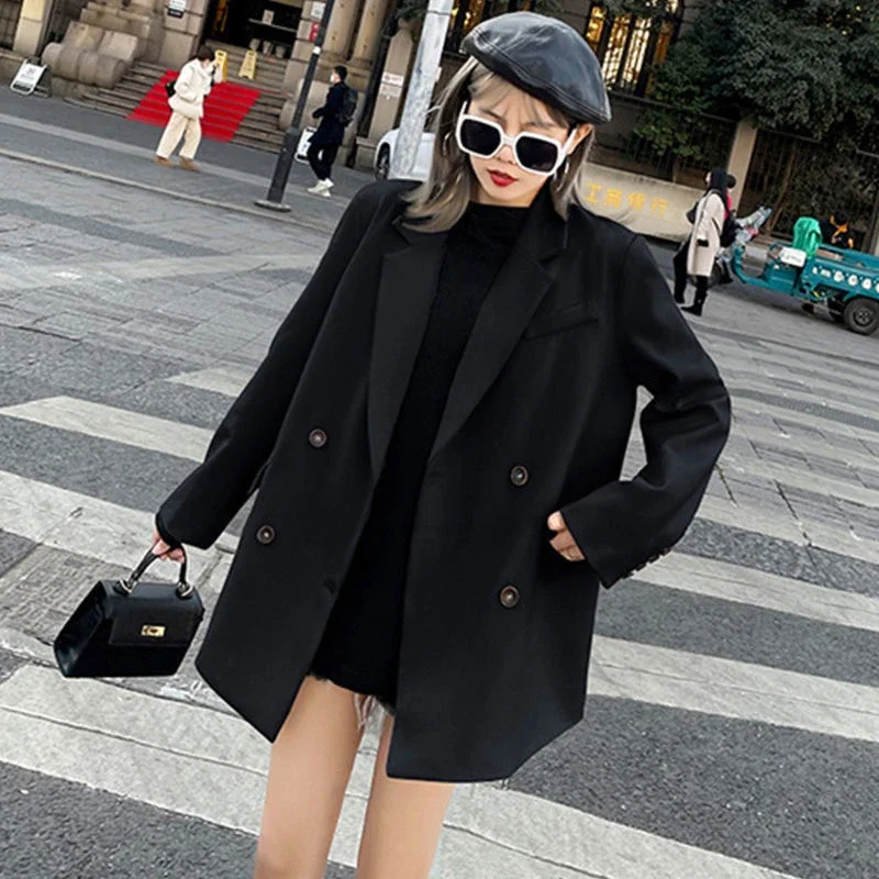 

Professional Female Blazer Jacket 2025 Spring Fall Office Casual Long Sleeve Korean Style Loose Fit Suit Coat for Women