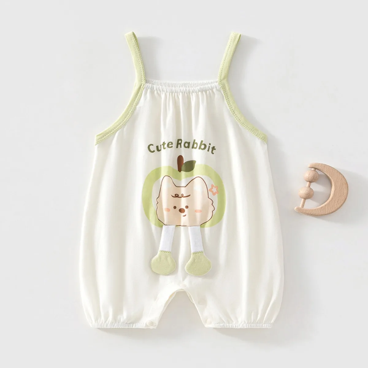 0-18M Newborns Summer Lightweight Cool Strappy Onesie Baby Boy Girl Pure Cotton Breathable Romper Infant Outdoor Casual Bodysuit