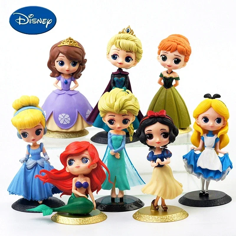 Disney Princess Snow White Frozen Elsa PVC Anime Dolls Figures Decoration Collectible Model Birthday Kids Holiday Gifts Toy