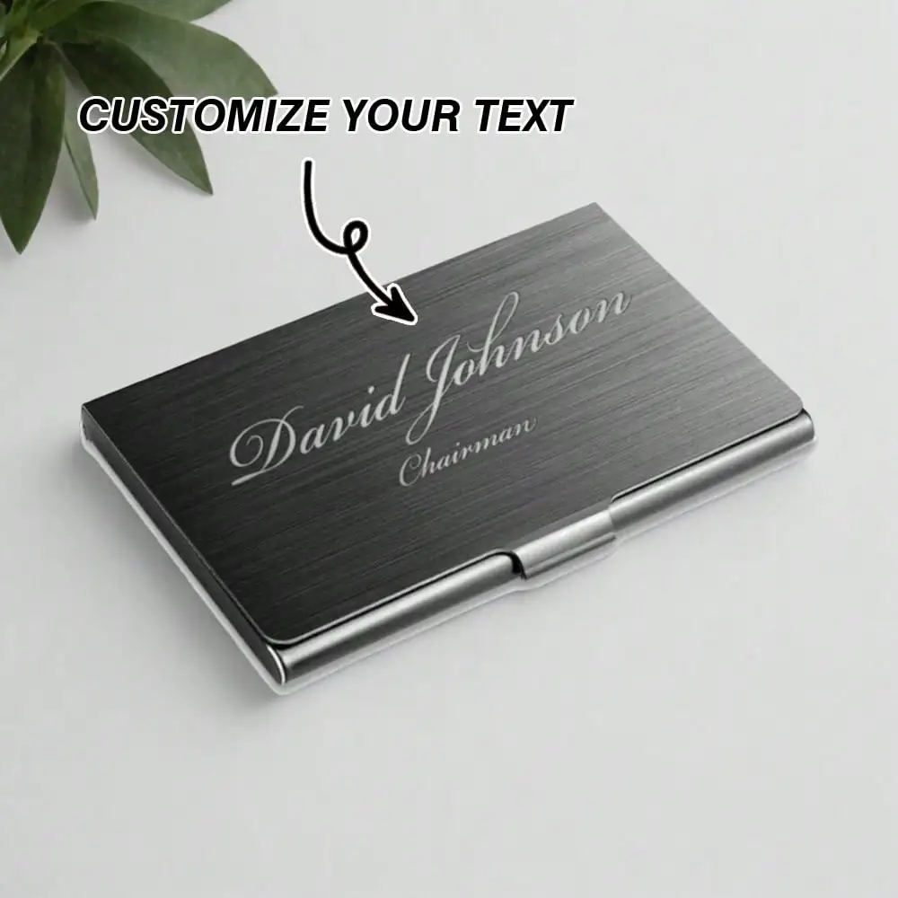 Personalized Engraved Business Card Holder Custom Logo, Birthday Christmas Office Gift for Boss Coworker