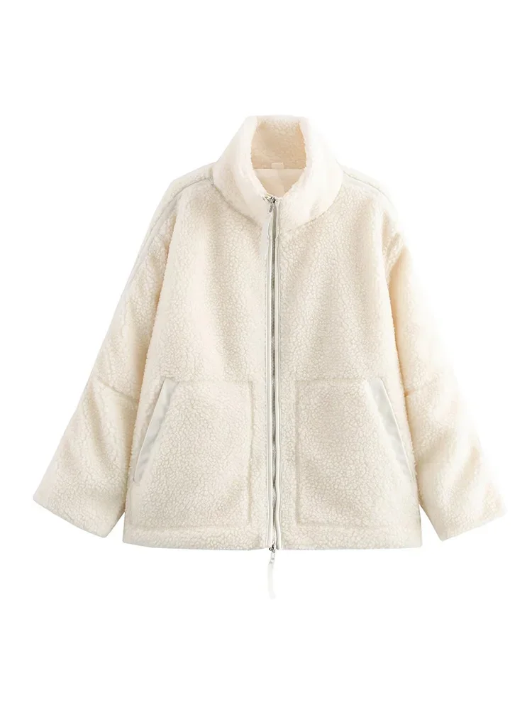 Women's Double Head Zip Standing Collar Loose Jacket Casual Fashion Padded Cardigan Tops Autumn and Winter New Women's