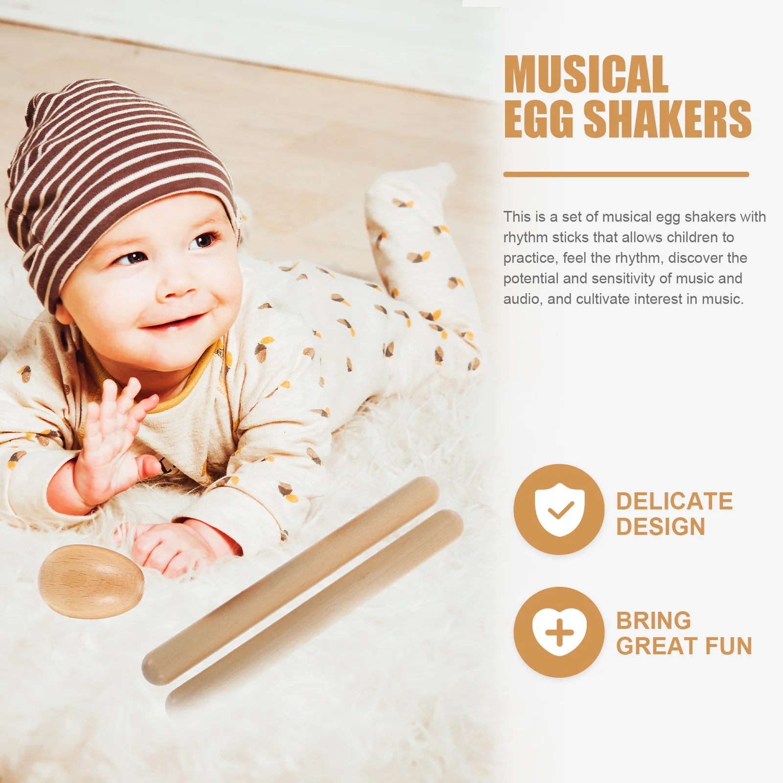

Percussion Instrument Accessories Set Shaker Wood Hand Wooden Egg Musical Instruments Orff Toddler