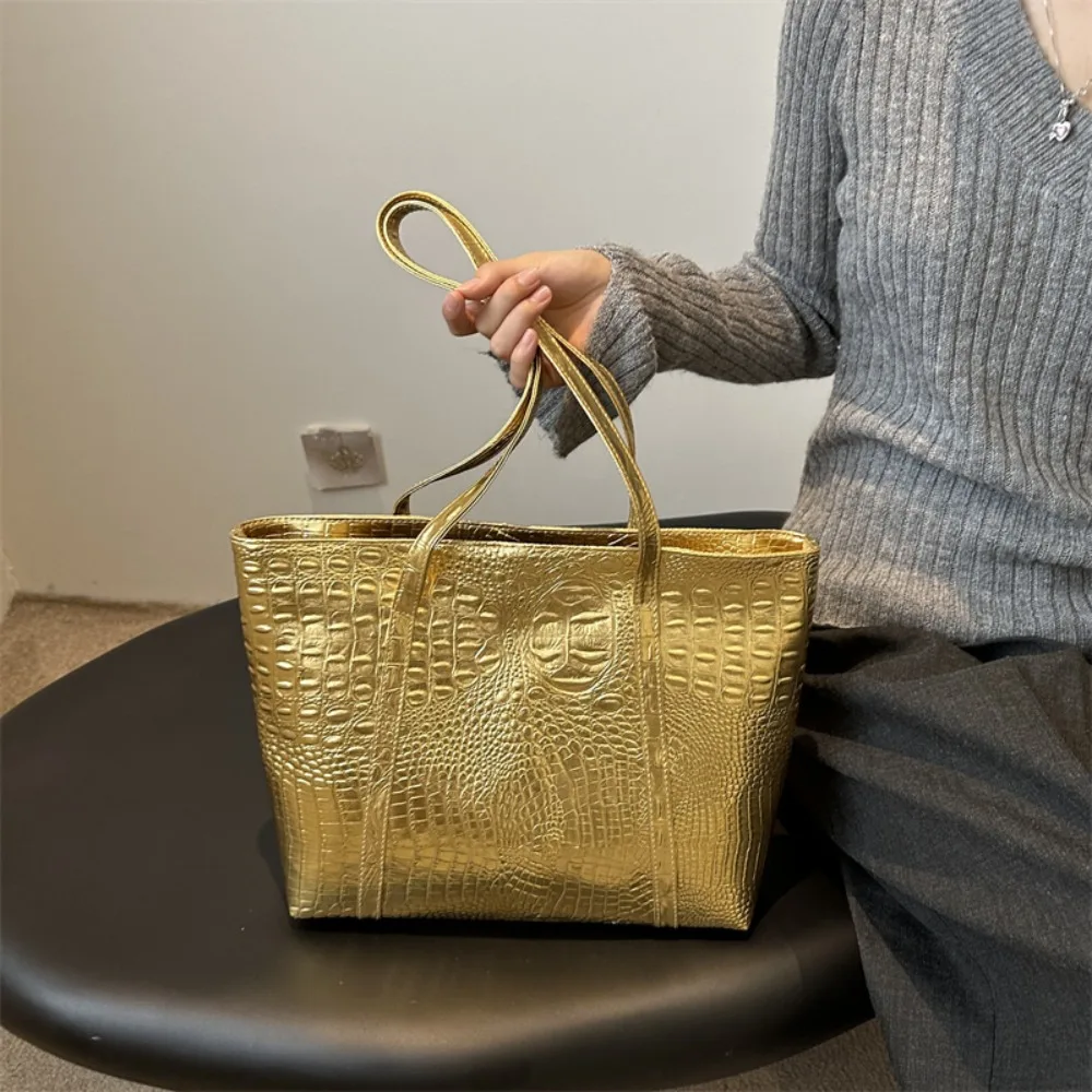 رائعة بولي Leather جلد المرأة حقيبة يد نمط التمساح الفاخرة حقيبة كتف الإناث سعة كبيرة التنقل الإبط حمل حقيبة السيدات