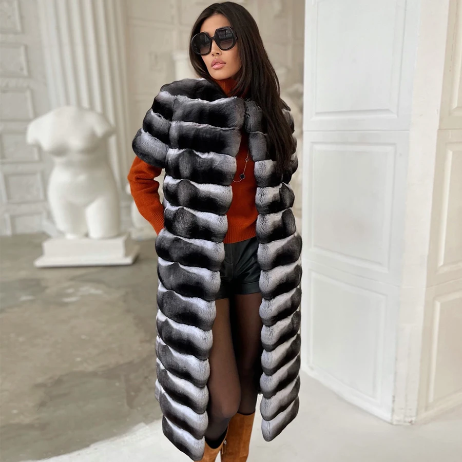 Women's Jacket Natural Rex Rabbit Fur Women's Long Winter Fur Vest Best Selling Real Fur Coat