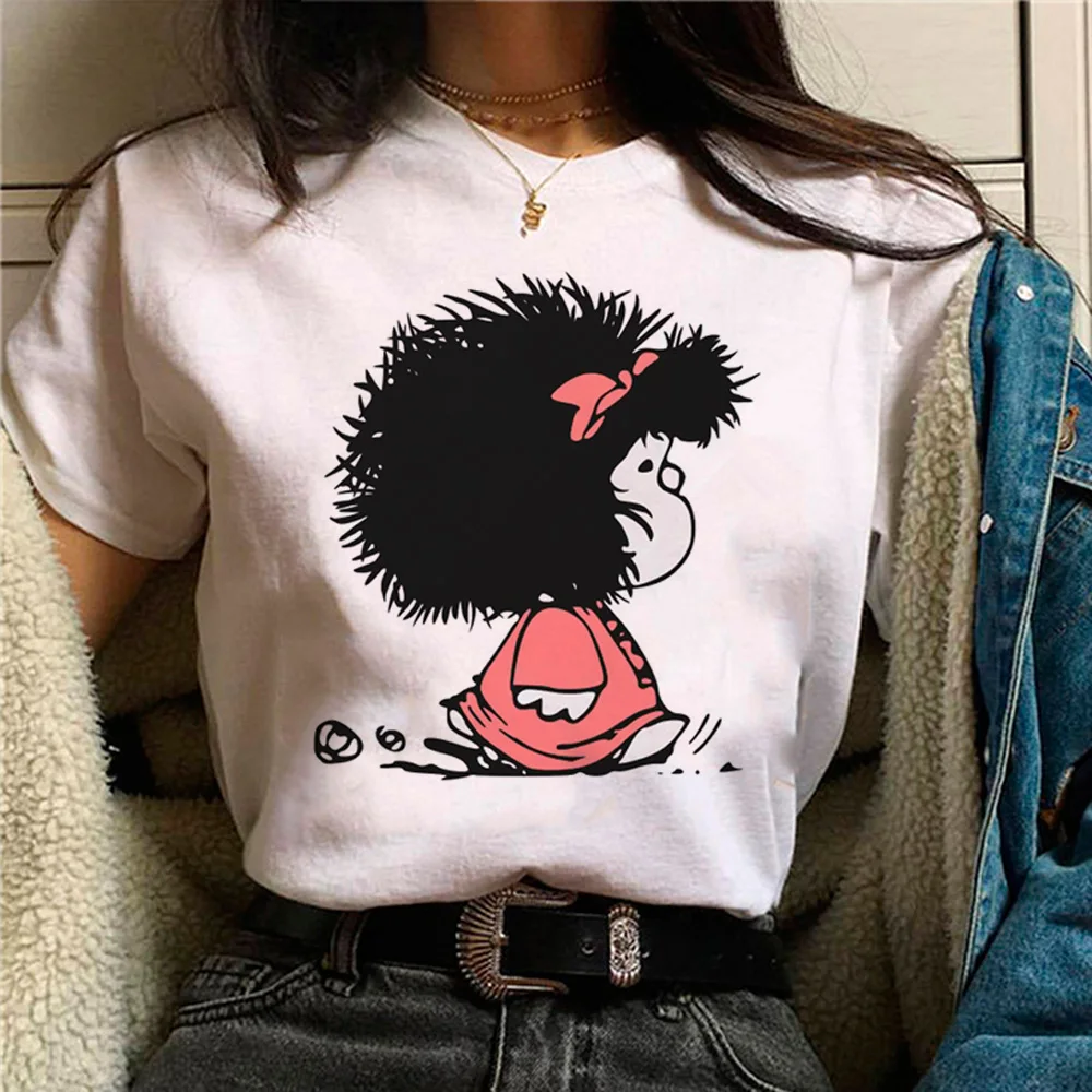 Camiseta de Mafalda para mujer, camiseta japonesa, ropa de cómic para mujer