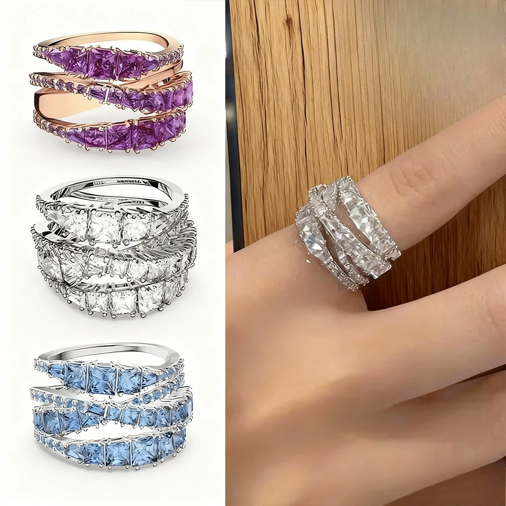 

2025 Элегантные аксессуары Мода - роскошный крест 3 - кольцо Нерегулярный бриллиант - комплект Кольцо, многофункциональный модный подарок