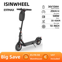 isinwheel E9TMax Adult Electric Scooter 500W Motor 36V 10Ah Battery Electric Scooter 10 Inch Solid Tire City Electric Scooter