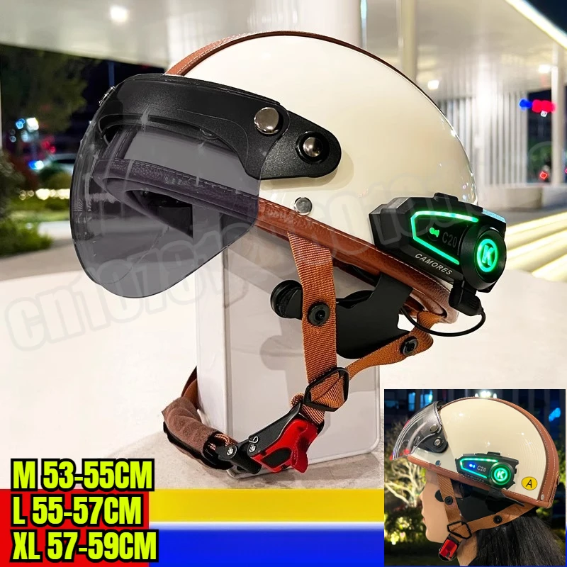 

Electric Motorcycle Retro Bluetooth Half Helmet Summer Unisex Battery Car Safety Hat Versatile High-value Helmet