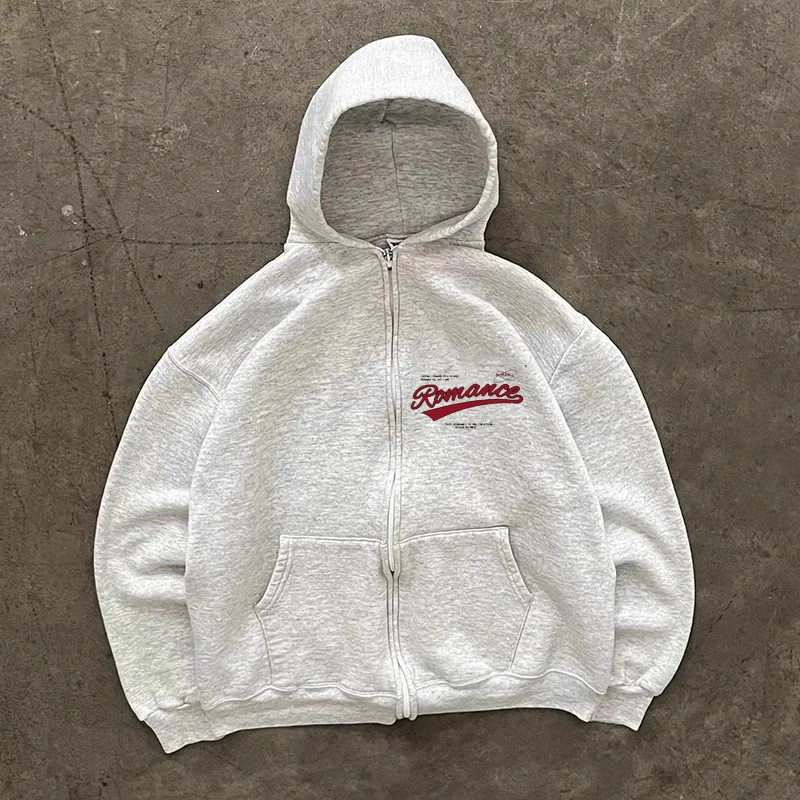 Oversize Zipper Cardigan Sweatshirt Unisex Loose Top Couple Matching Autumn Trendy Hooded Color Men's Women's Jacket