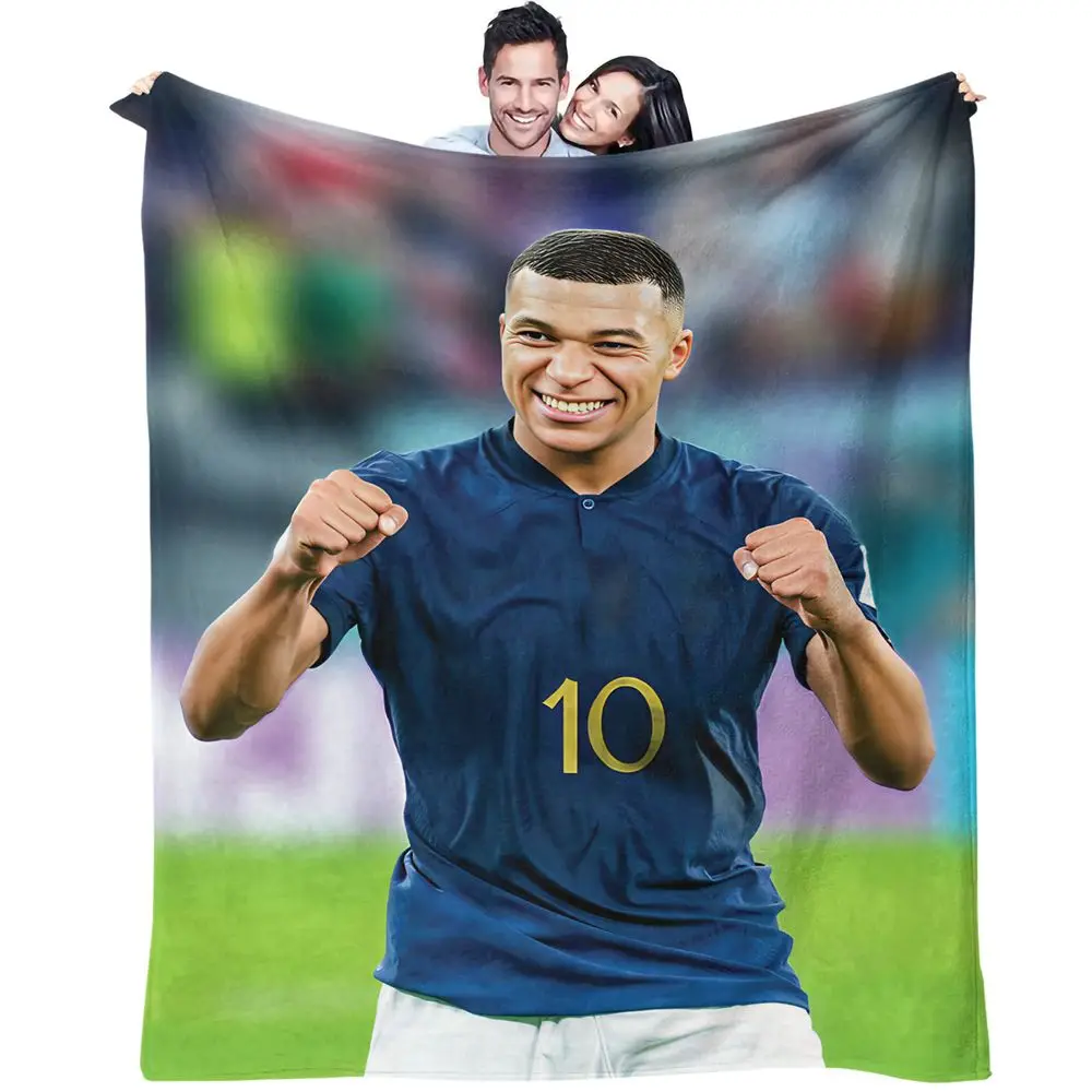 Football Player 10 Jersey Print Flannel Blanket Throw Warm Gift Blanket Soft Digital Printed Soccer Fleece Sofa Bed Home Decor