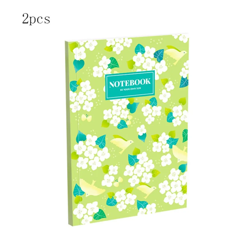 

2pcs Portable B5 Diary Notebook Ins Style Cartoon Meeting Minutes Book Horizontal Line Flower School Supplies Student
