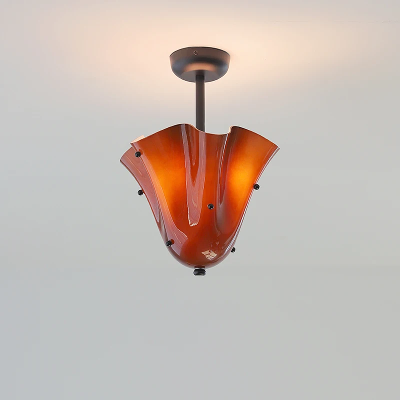 French Retro Skirt Styling Glass Lampshade Creative Dining Room Bedroom Lamp Entrance Atmosphere Ceiling Chandelier Lamp