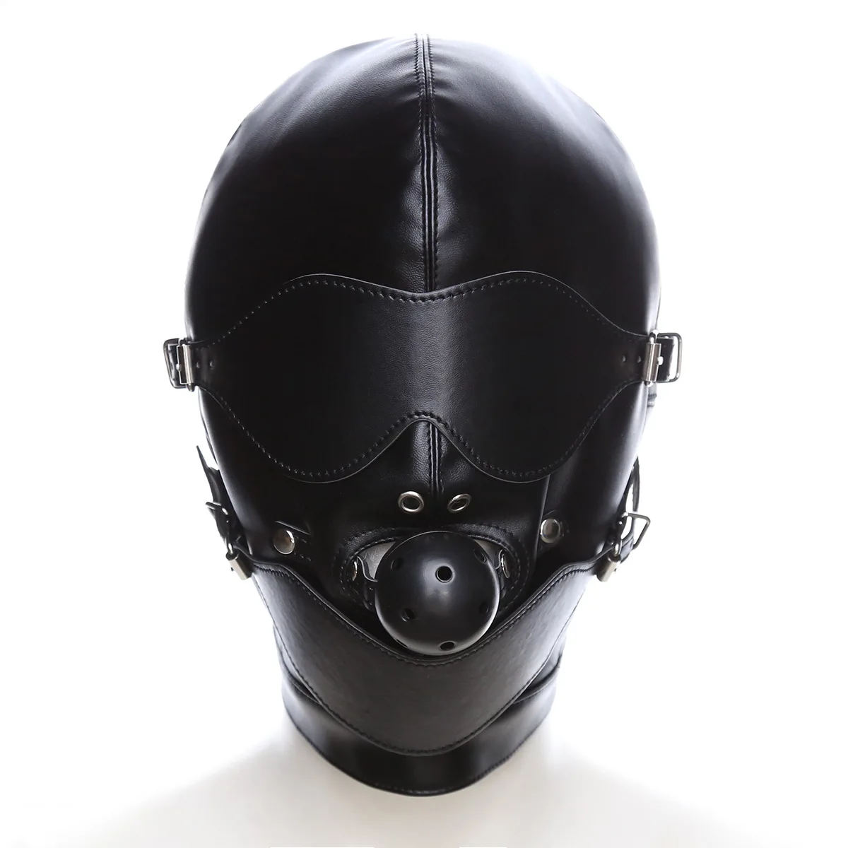 Unisex Sexy Costume Leather Headdress Full Face Fetish Mask Hood For Halloween Party Stage Performance Decoration Game Props