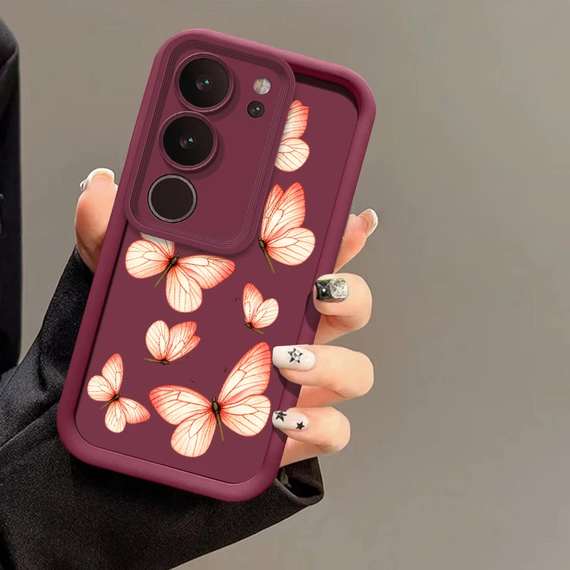Printed Butterfly Flower Phone Case For Vivo S16 17 Pro S16E T4 IQOO Z6 Lite Z10R Lens Protect Silicon Soft Full Protection Etui